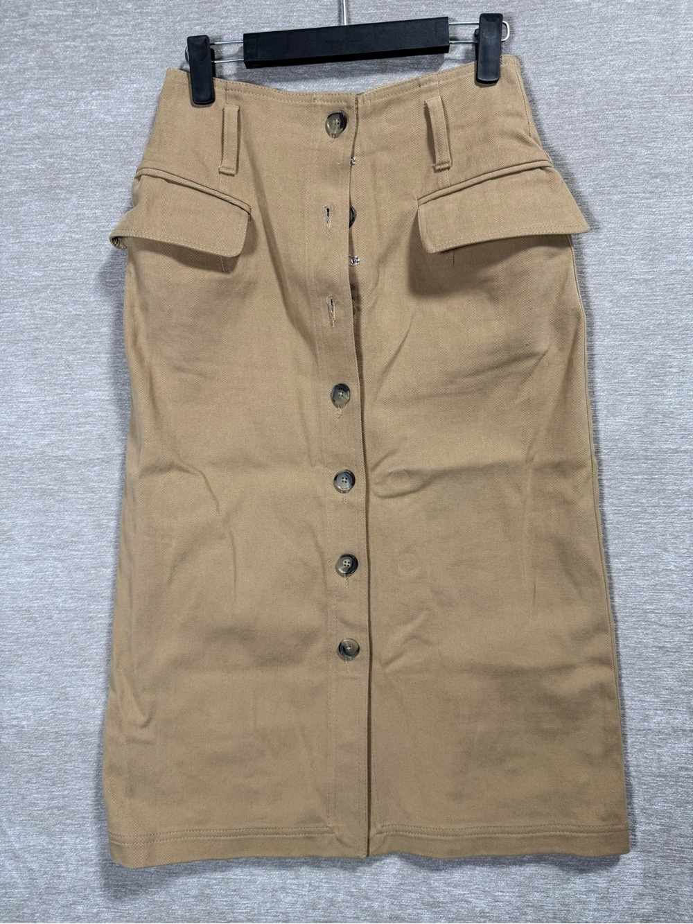 Reiss Carrie Belted Midi Skirt US 4 Camel Tan Button Front Utility Pencil - Picture 3 of 10